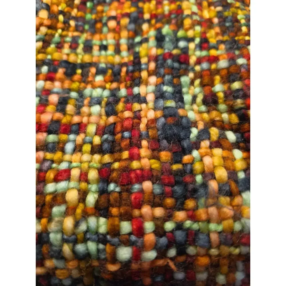 Handwoven Infinity Scarf Wool Blend Artisan Loop Cowl Fringe Autumn Chunky